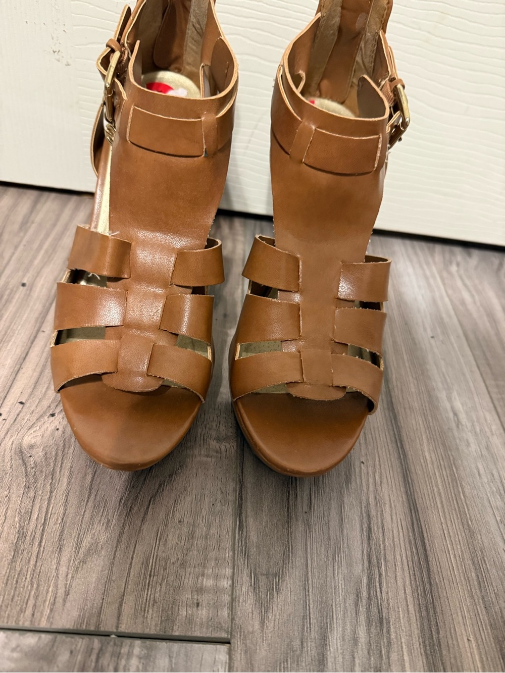 G by Guess Cognac Strappy Platform High Heels - Picture 2 of 6